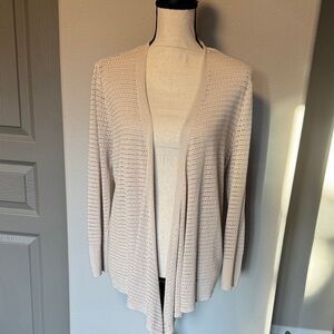 Open-Front Cream Knit Cardigan Sweater for Women